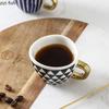 Керамическая кружка для кофе с молоком, настольная, с геометрическим узором, чашки для чая и молока, 100 мл, креативная домашняя кухонная кофейная посуда, ручка, кружка для чая и кофе