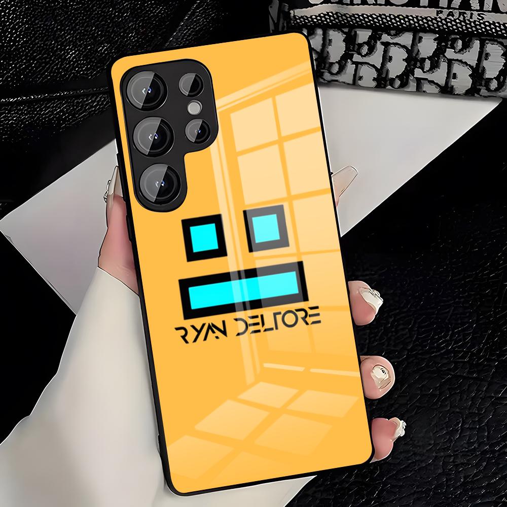 Чехол для телефона G-Geometry Dash Game для Samsung A25 A13 A33 5G A54 A36 A35 A56 A52 A14 Ударопрочный стеклянный чехол