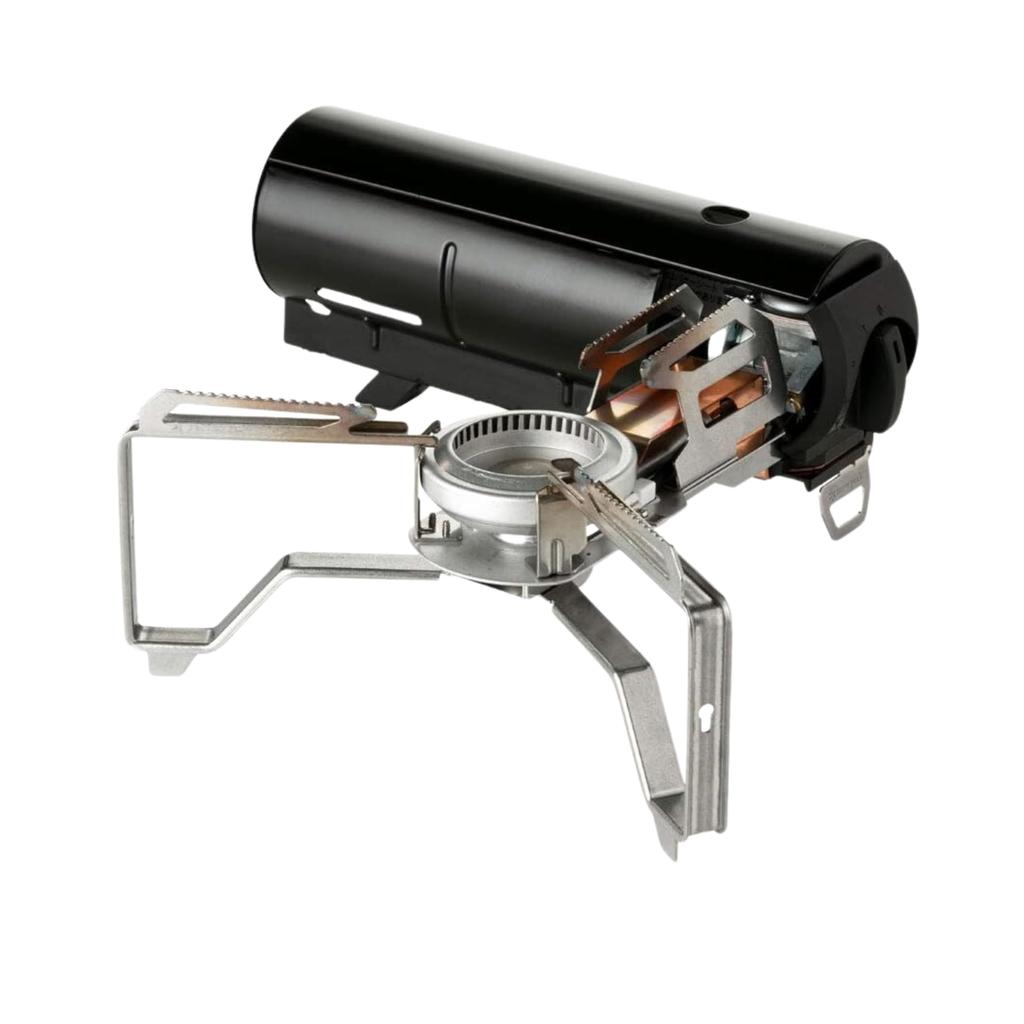 Snow Peak HOME & CAMP Burner (GS-600BK) - Black, Compact Tabletop Gas Stove for Outdoor Camping and Cooking (Includes Sticker)