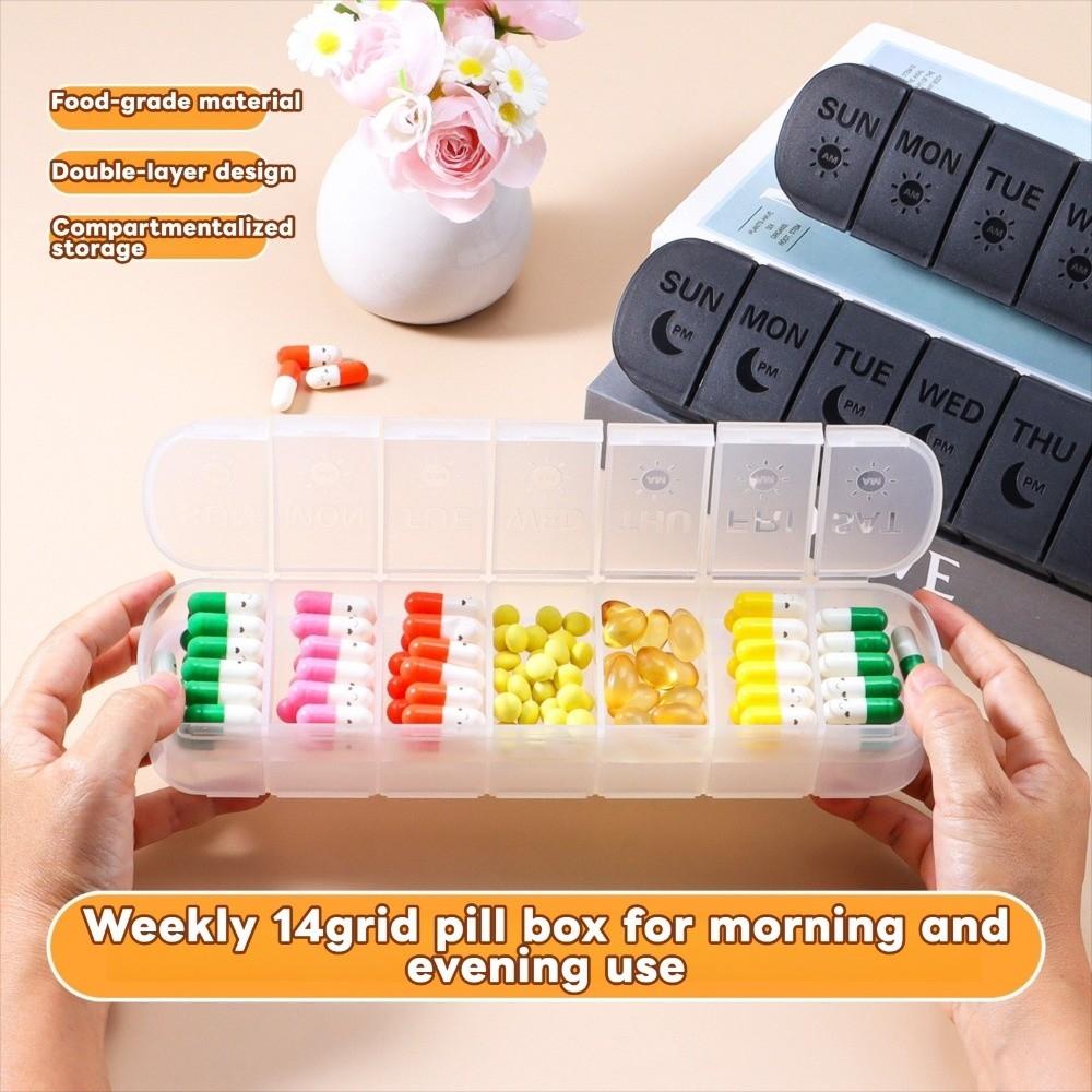 7 Days Vitamin Pill Case Double-Layer Pill Storage Box Weekly Pillbox Tablet Holder Men/Women