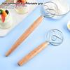 Dough Mixer Stainless Steel Dough Whisk with Wooden Handle Easy-to-clean Bread Whisk for Home Kitchen