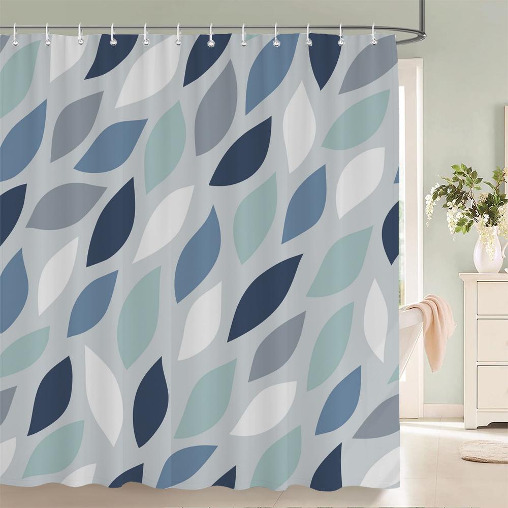 Simple style Flowers and Leaves Printed Shower Curtain Polyester Geometry Waterproof Bathroom Curtain Home Decoration With Hooks