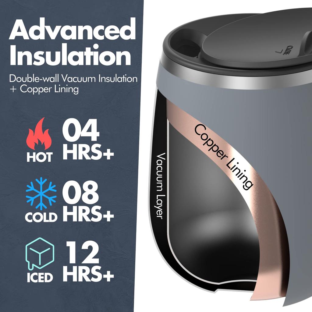 GRANDTIES Premium с вакуумной изоляцией 19 поставляется с легким скольжением, изготовленным из нержавеющей стали, с двойными стенками, с вакуумной изоляцией, поставляется с популярной в офисах кружкой, цвета,