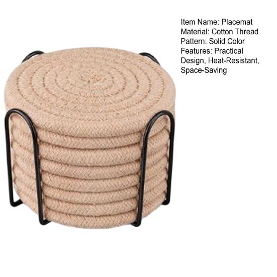 8Pcs Trivets Set for Hot Dishes Cotton Woven Pot Holders Heat Resistant Hot Pads Non-Slip Kitchen Table Protector for Counter