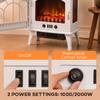 3-Sided Glass Electric Fire Fan Heater, Electric Fireplace Stove Freestanding Log Burner with Flame Effect, White