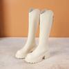 Новые женские сапоги с молнией сзади на толстой подошве на каблуке, простые осенне-зимние сапоги длиной до колена