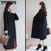Women Mid-length Solid Woolen Coats Office Lady Fall Winter Warm Loose Jackets Female Long-sleeved Turn-down Collar Coats