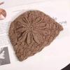Женская шапка осень-зима, корейская версия, элегантная трехмерная трехмерная вязаная теплая шерстяная шапка из мохера с большим цветком