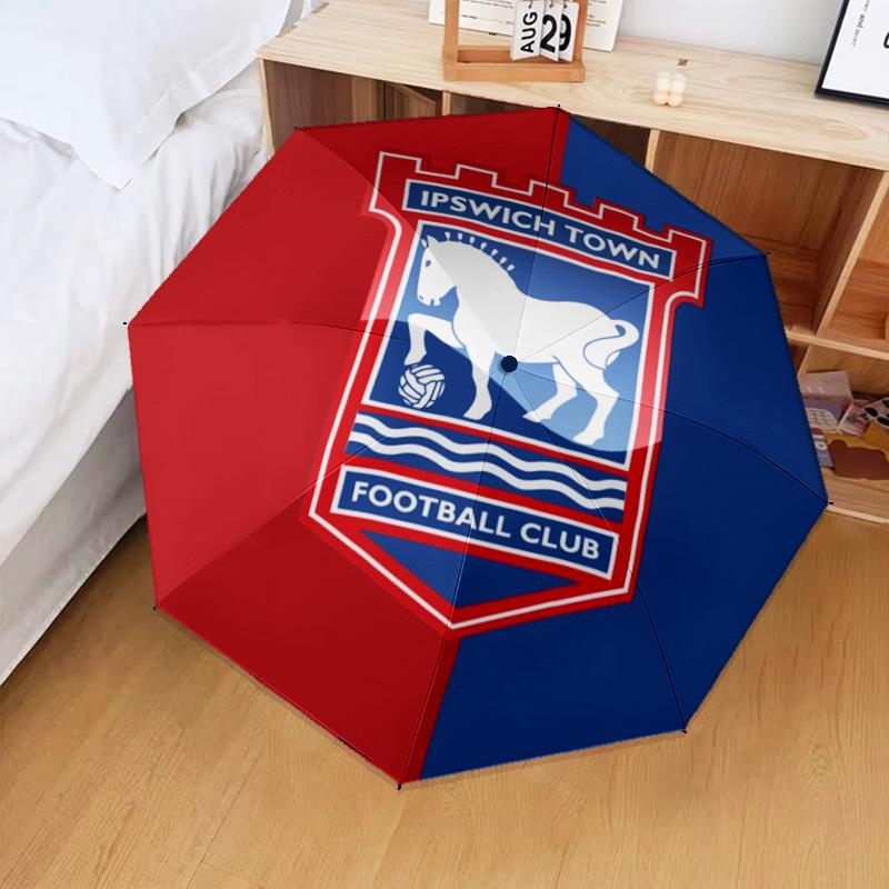 1PC Town Football Club Crest Printed Umbrella Folding umbrella, automatic umbrella 8-Frame for Travel, camping Fan gifts Christmas Gifts