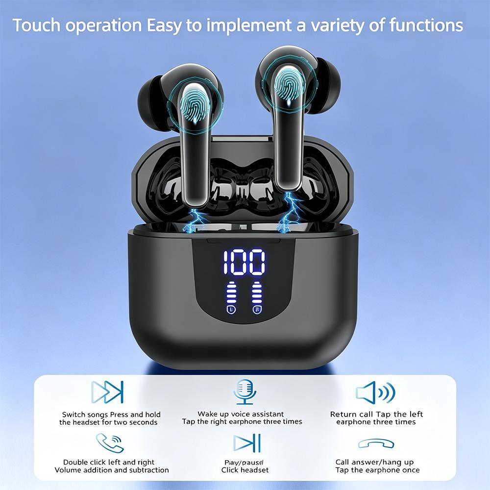 Bluetooth 5.4 Наушники Беспроводные Наушники HiFi Стерео Шумоподавление Внутриканальные Наушники Цифровой Дисплей Игровые Гарнитуры