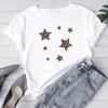 (Asian Size) Women Fashion T Shirt Leopard Star Trend Cute Sweet 90s Woman Female T Clothing Short Sleeve Print Tee Top Graphic T-shirts