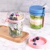 Портативная чашка для овсянки на ночь, 350 мл с крышкой, чашка для завтрака, стеклянная чашка для хлопьев, чашка Мейсона, банка для салата, чашка для йогурта