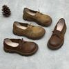 Туфли из натуральной кожи с толстой подошвой в стиле ретро из натуральной кожи с мягкой подошвой Повседневная обувь на весну и осень Женская обувь из коровьей кожи