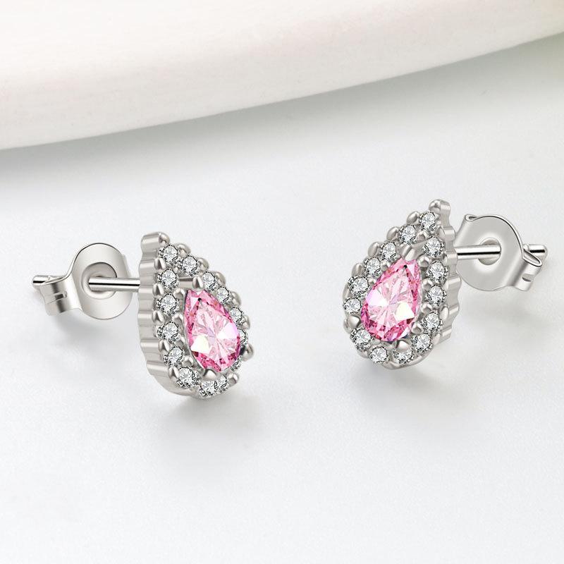 Exquisite Teardrop Micro Paved Zircon Stud Earrings Minimalist Light Luxury Fashion Versatile Women Jewelry