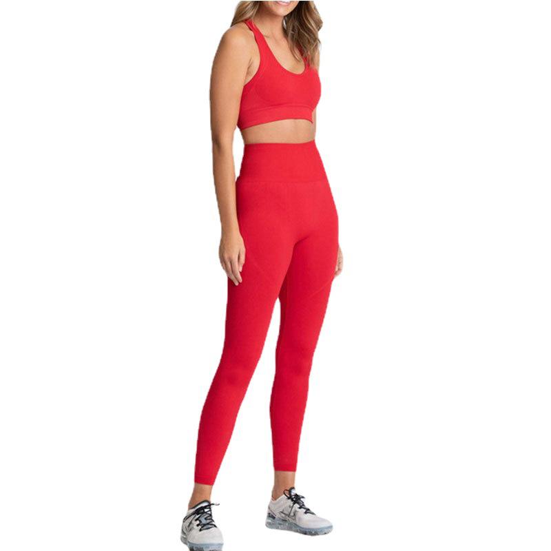 Бесшовный нейлоновый комплект для йоги и фитнеса с эффектом подтяжки бедер