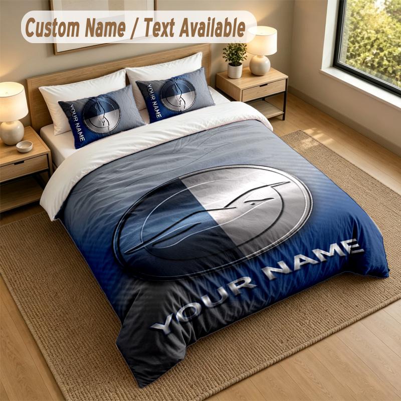 3Pcs Bedding Set Custom Name Text, 1 Sheet 2 Pillowcases Home Bed DecorBrighton & Hove Albion Football