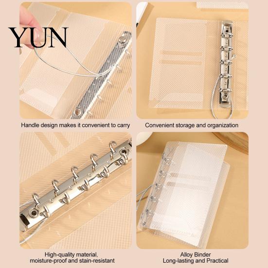 Portable Trifold Binder A6 A7 M5 Binder, 5/6-Rings Transparent Refillable Loose Leaf Folder Folder, Planner Budget Notebook Cover for School, Office,