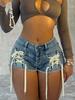 Rose Beauty A Rave Y2K Street шнуровка с завязкой спереди необработанный край эластичный повседневный классический облегающий джинсовый мини-карго модный короткий наряд для красотки