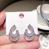 CAOSHI Gorgeous Stylish Stud Earrings for Women Brilliant Cubic Zirconia Accessories for Engagement Ceremony Luxury Jewelry Gift