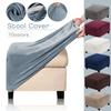 Modern Velvet Ottoman Slipcovers Fit Square Chair Footrest Washable Sofa Covers Elastic Furniture Footstool Protector Covers