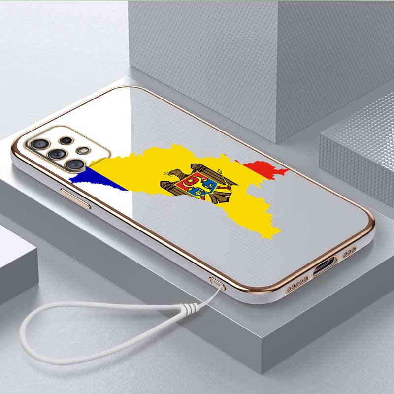 Роскошный чехол для телефона из ТПУ с ремешком для Samsung Galaxy A04 05s A13 A14 A24 A54 A34 Note20 S23 Ultra, чехлы A13 с флагом Молдовы
