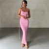 Strap Sexy Backless Maxi Dress Outfits Women Elegant Birthday Vestido Summer Club Party Ruched Dresses