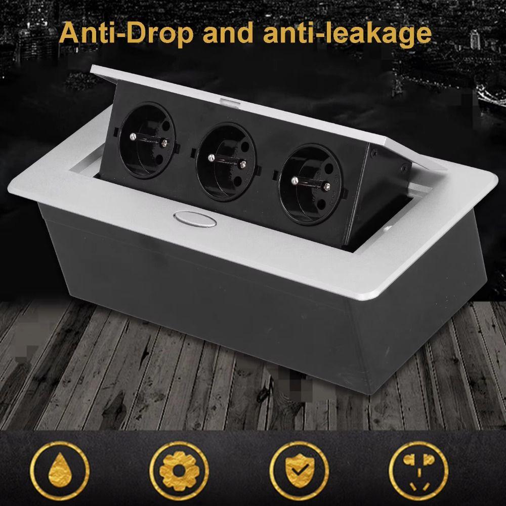 Aluminum Panel Hidden Socket EU Socket Desktop Outlet Recessed Socket Electrical Charging Station