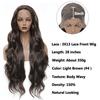 3X13 Lace Frontal Synthetic Wig Long Wavy Hair For Black Women Free Part Brown Color High Density Transparent Lace Front Wig