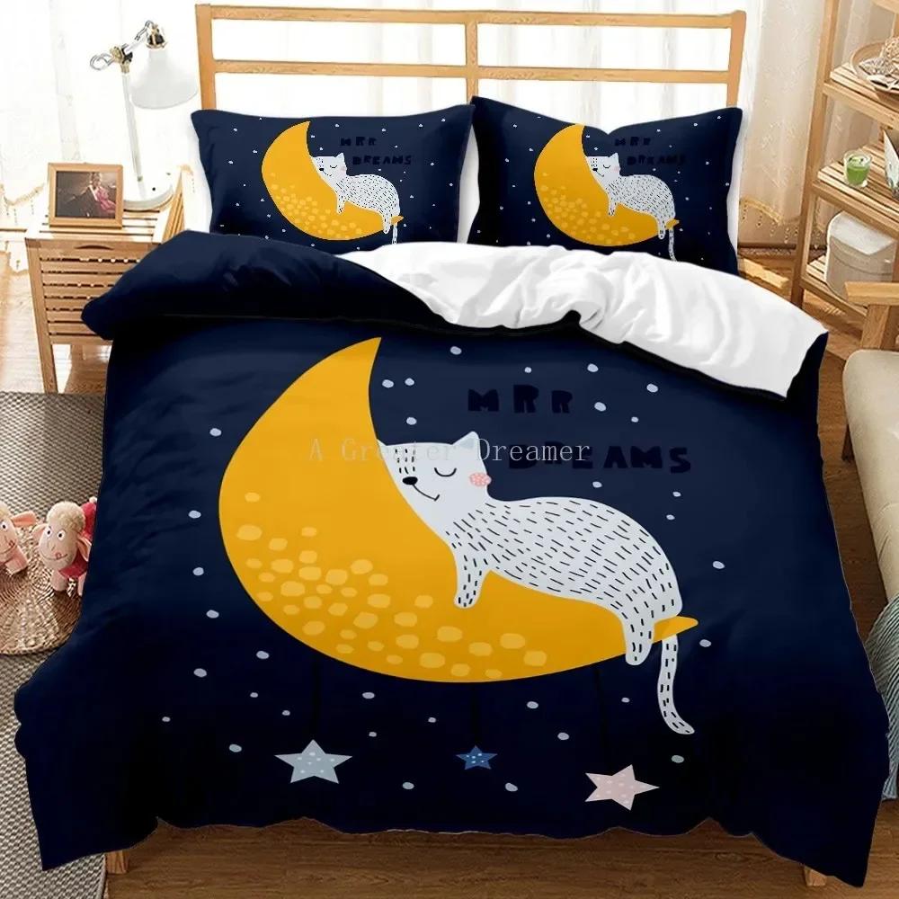 Cat Fashion Pig Cartoons Flat Comfortable Duvet Quilt Cover Pillowcase Bedding Set Children Bedroom Decoration Home Textile