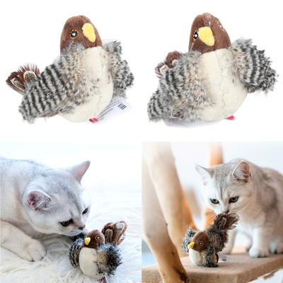 Игрушка-прорезыватель для котят, звуковая игрушка, мягкая игрушка для кошек, чирикающая птичка с перьями, привлекательная форма птички, игрушка-прорезыватель