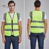 Рабочий жилет для мужчин и женщин, светоотражающий жилет с V-образным вырезом, без рукавов, на молнии, дышащий ночной защитный жилет
