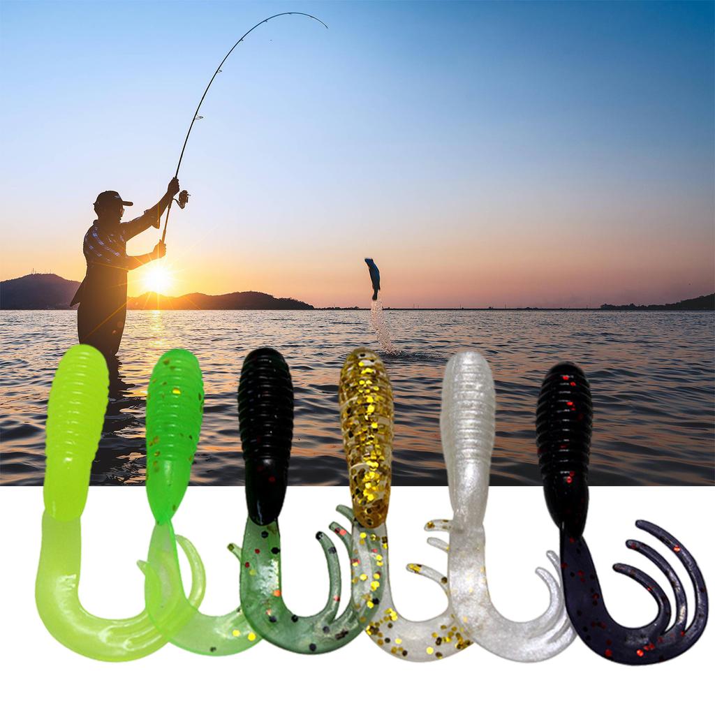50Pcs Fishing Lures Soft Fishing Lures Soft Twister Tail Swimbaits Lures Twister Tail Swimbaits Soft Artificial Lures