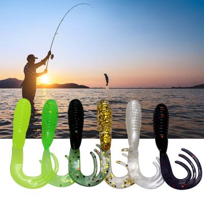 50 шт. мягкие рыболовные приманки Twister Tail Baits 4 см 3D Eyes Long Wavy Tail Swimbaits Bass Fish Lures Bags Sea Trouts