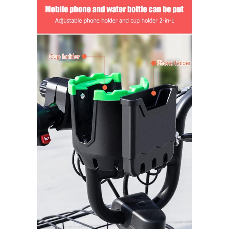 2-in-1 Bicycle Water Bottle Holder Phone Holder Multifunctional 360 Degree Rotation Water Cup