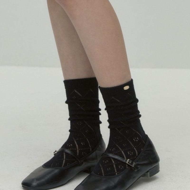 DEPOUND lace argyle socks - black