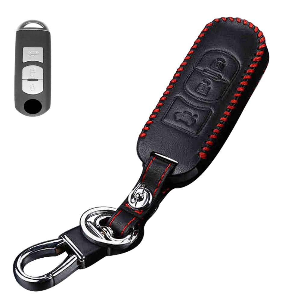 LETINGFAR Key Case, Smart Key Case for Mazda, Key Cover, Genuine Leather, Specially Designed