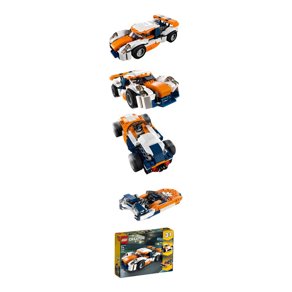 LEGO Creator 3 in 1 Car Model, Sunset Racing Track Building Blocks 221 Pcs 31089