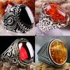 New Copper Material Inlaid Black Gemstone Men's Ring European and American Embossed Fashion Banquet Senior Diamond Jewelry