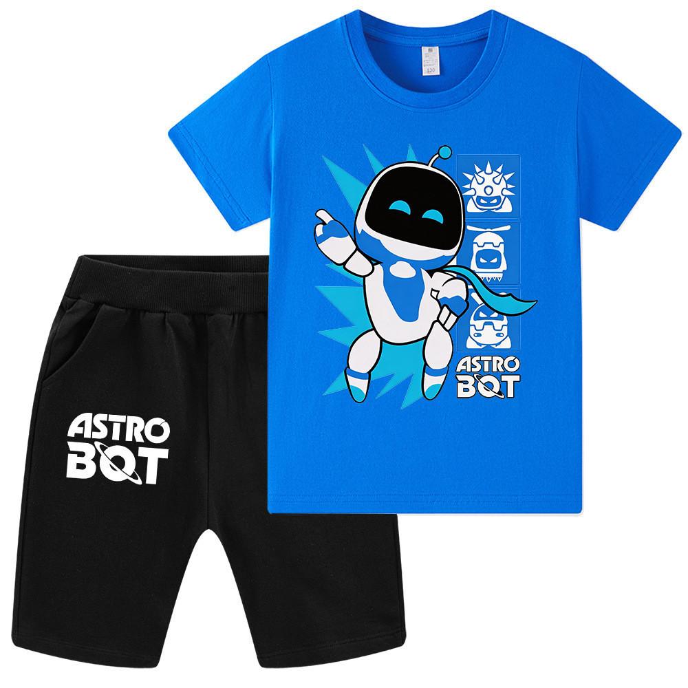 WA1339 2 шт./комплект Детские Мальчики Девочки Футболка с принтом Astro Bot с короткими рукавами Комплекты Шорты Верхний Костюм Штаны