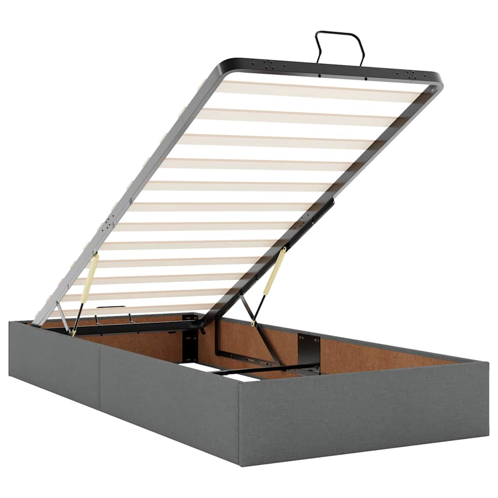 Ottoman Bed with Mattress Dark Grey 80x200 cm Fabric