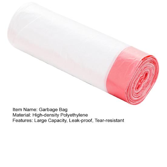 20Pcs/Roll Garbage Bag Leak-proof Strong Load-bearing Drawstring Tie Design Disposable Portable Automatic Closing Waste Bag Office Supply