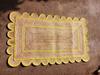 Yellow Border Jute Rugs, Scallop Boho Decor Handmade Rectangle Jute Rug