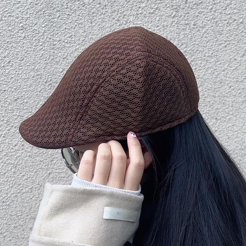 Summer Cotton Casual Beret Caps for Elder Unisex Solid Color Mesh Flat Sun Protection Caps Fashion Breathable Hat for Women Men