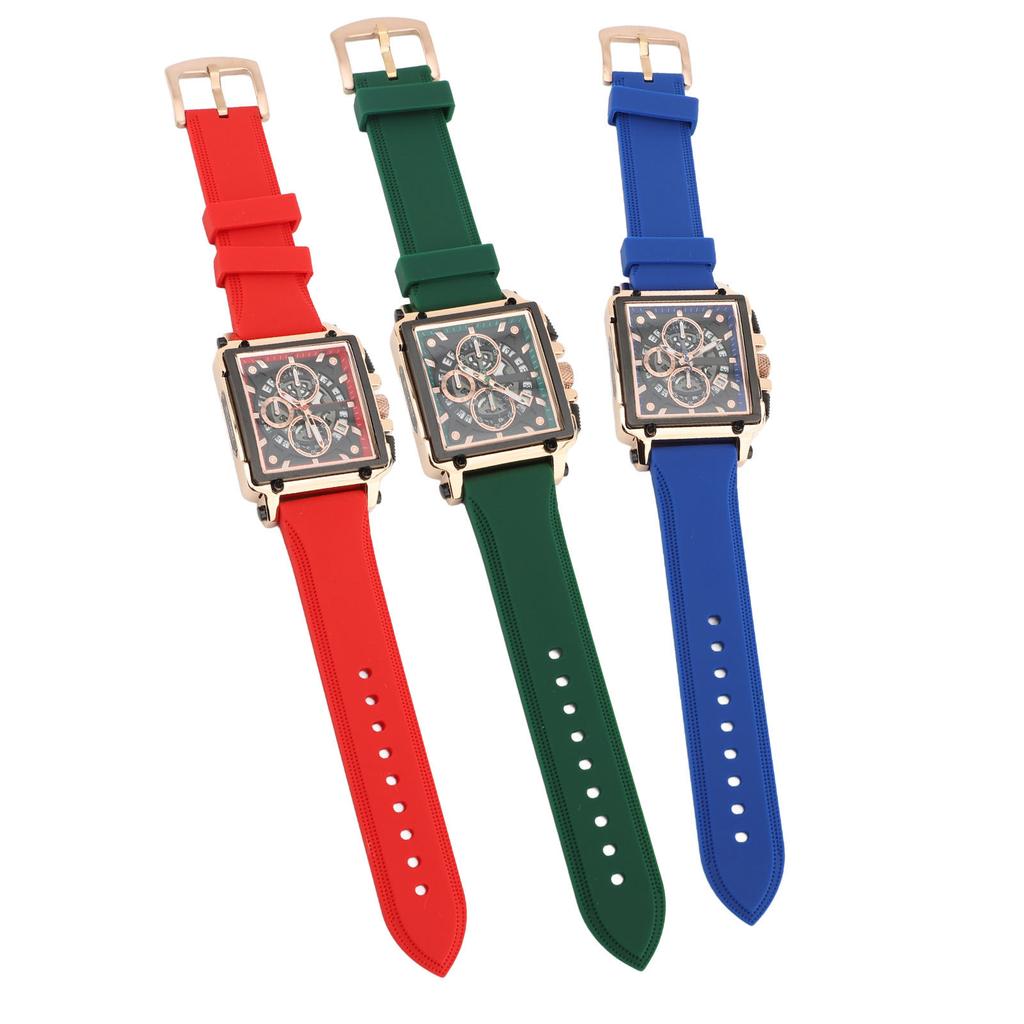 Men Quartz Watch Silicone Strap Water Resistant Luminous Fashion Casual Hollow Men Analog Chronograp