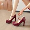 10cm Small Size 35-42 Patent Leather Thin High Heels Shoes Crystal Fall 2024 Shallow Platform Pumps Women for Model Party Dress