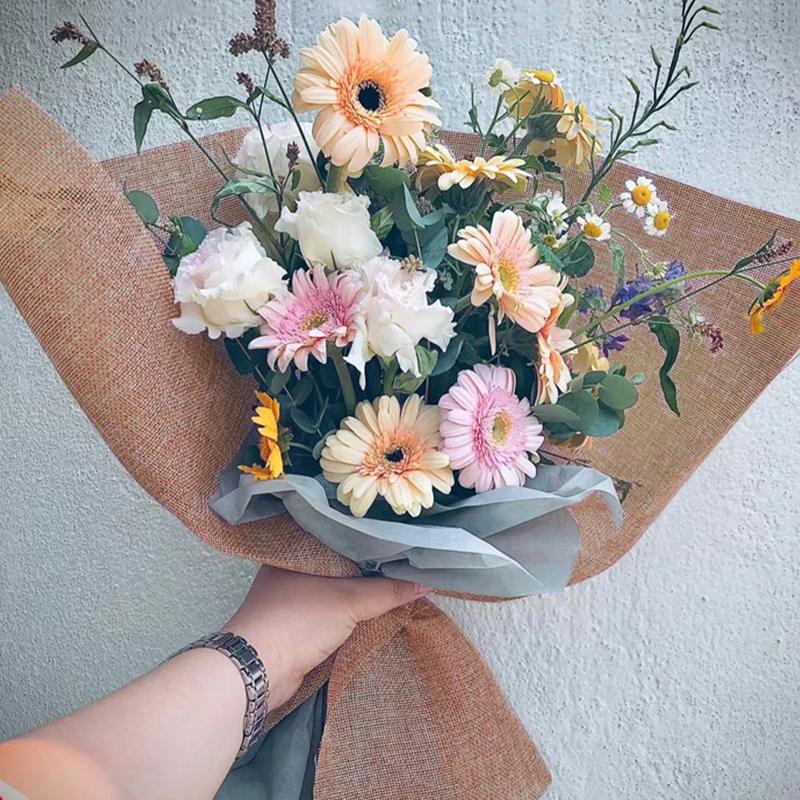 1 шт. Цветной рулон льна DIY льняной фестиваль крафт-бумага упаковка цветов букет оберточная бумага для цветов флорист 48 см x 4,5 м