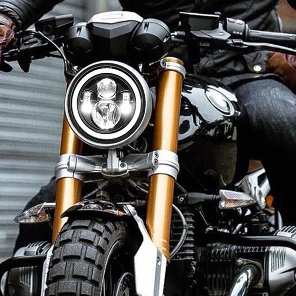 For Touring Electra Glide Black 7 inch led 7" Led Projector Motor Headlight + 4 1/2 Passing Lights Harley Headlight