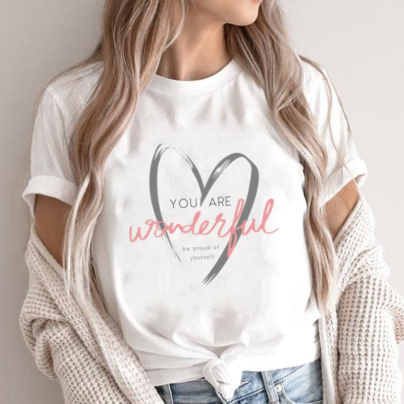 (Asian Size) letter lovely style Fashion Female Casual Clothing Graphic Tee Women's Top Print O-neck T Short Sleeve T-shirts