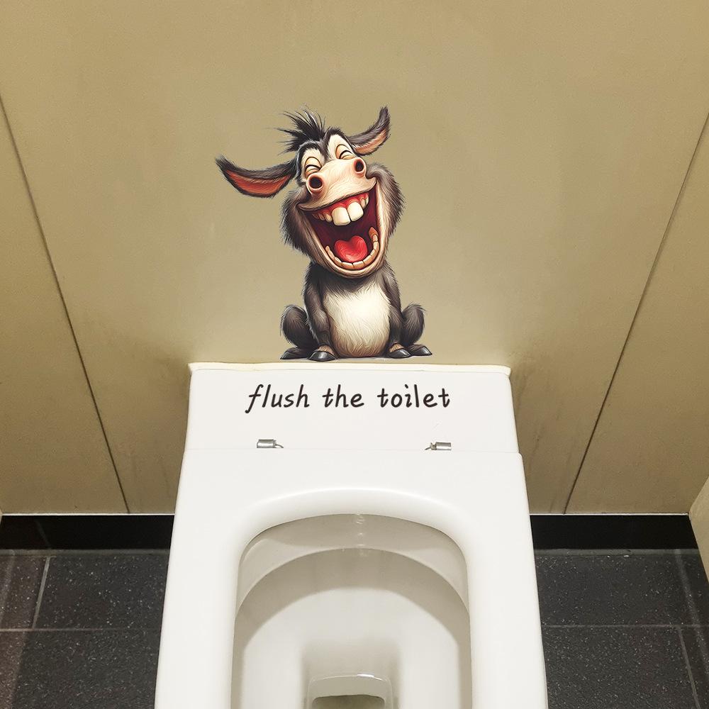 Осел с заразительным смехом и английскими слоганами для украшения дома, ванной комнаты, наклейки на стену