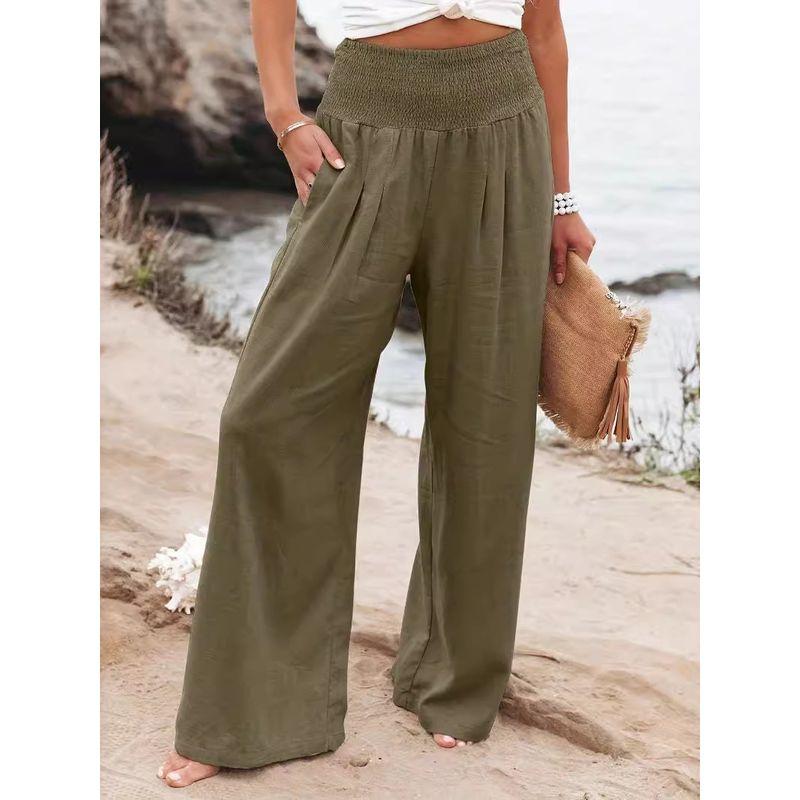 Casual Elastic High Waist Wide Leg Pants